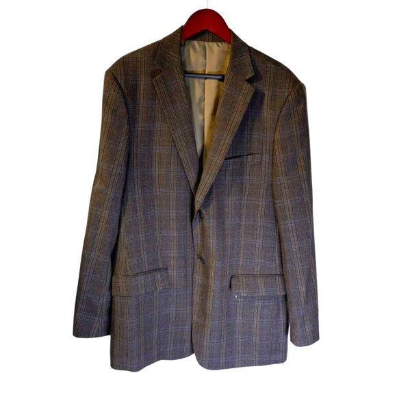 TravelSmith Men’s Plaid Tweed Blazer Size 44L Wool Blend Academia Career Preppy - Picture 1 of 9